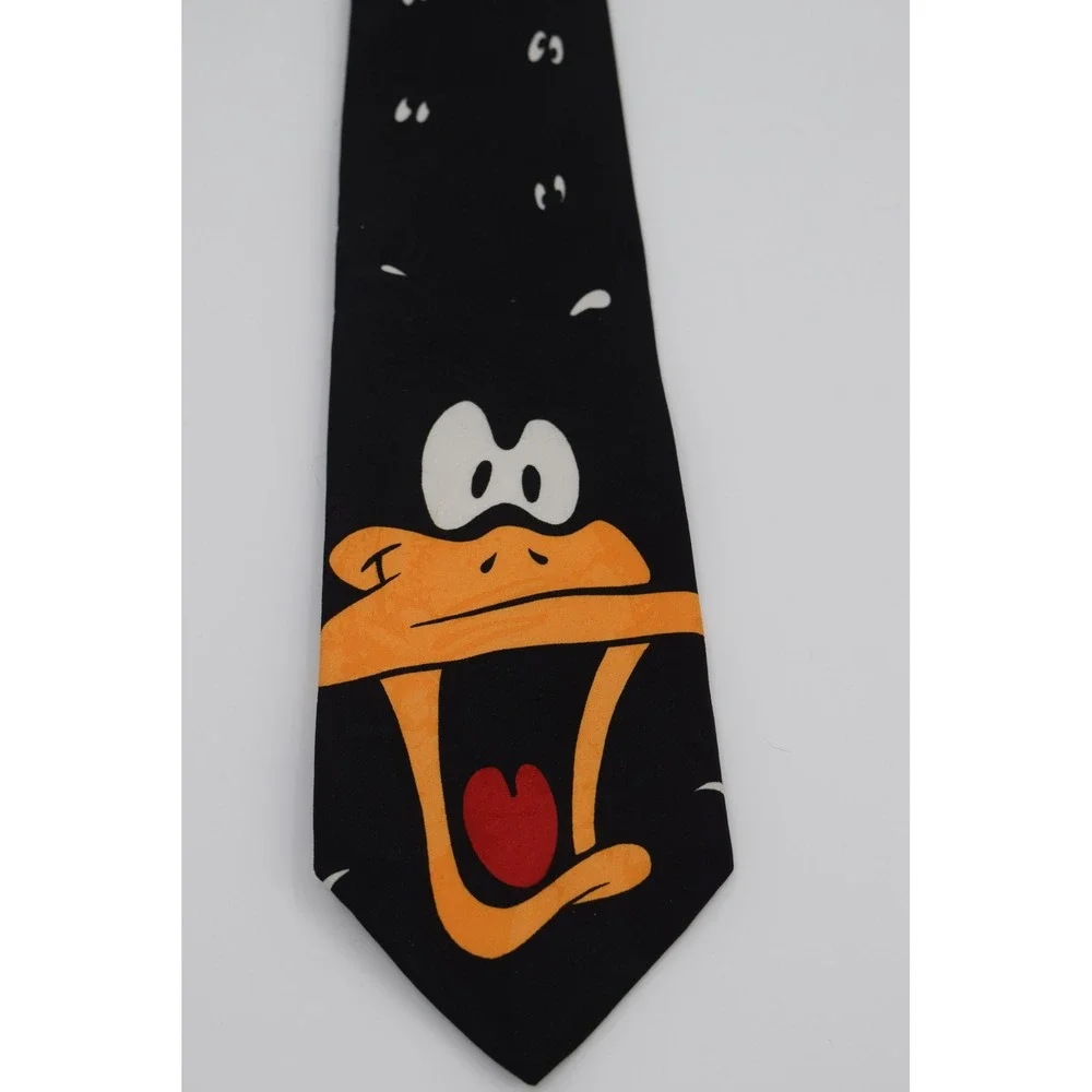 Vintage Looney Tunes Daffy‎ Duck Necktie Black Novelty Cartoon Tie